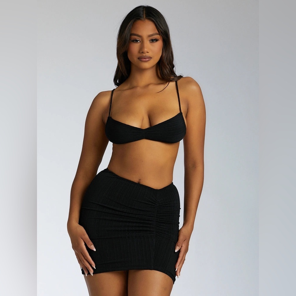 Naked Wardrobe Back It Up Crop Top & Side Piece Mini Skirt Set
